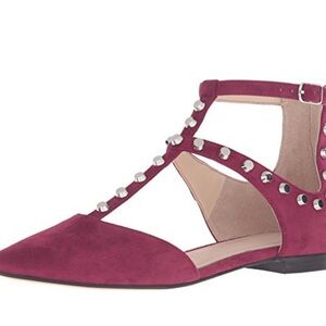 Marc Fisher Sava Studded Rose Burgundy T Flats size 8